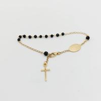 Bracciale rosario oro 18 kt e spinello nero