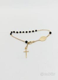 Bracciale rosario oro 18 kt e spinello nero