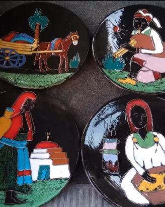 4 piatti africani dipinti a mano,si spedizione 