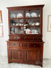 Credenza Piattaia antica in legno massello noce