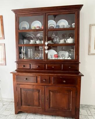 Credenza Piattaia antica in legno massello noce