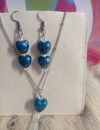 Parure set collana e orecchini con cuore
