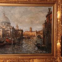 Dipinto antico Venezia Chiesa della salute Olio 
