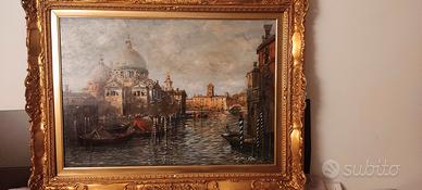 Dipinto antico Venezia Chiesa della salute Olio 