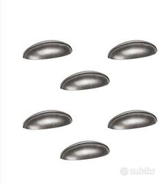 6 MANIGLIE maniglia Conchiglia argento invecchiato