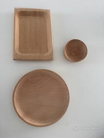 Set ciotola + vassoio in legno
