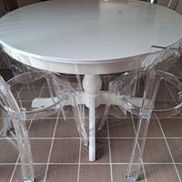 Tavolo da pranzo bianco rotondo con prolunga 