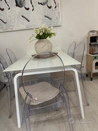 Tavolo bianco in vetro temperato target