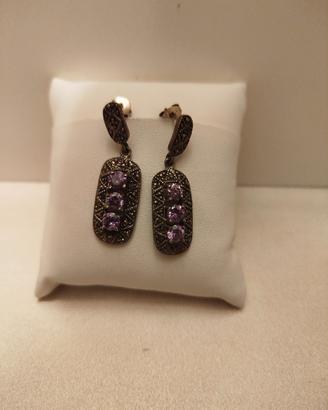 Orecchini vintage in argento e ametista