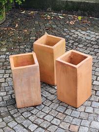 3 vasi da giardino in terracotta