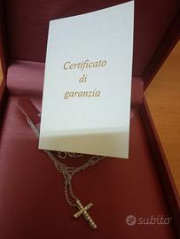 collana oro bianco croce diamanti