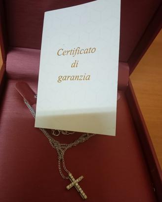 collana oro bianco croce diamanti