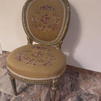 Set 8 sedie Luigi XVI dorate e ricamate