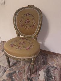 Set 8 sedie Luigi XVI dorate e ricamate