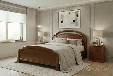 Letto matrimoniale in legno e comodini
