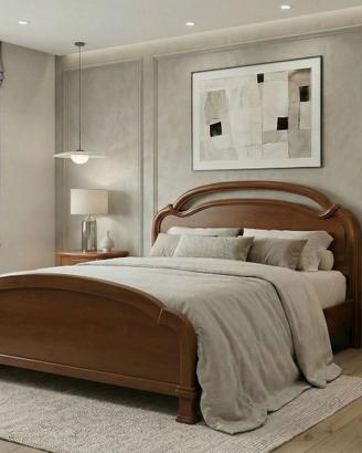 Letto matrimoniale in legno e comodini