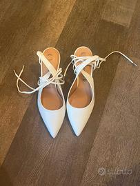 Scarpe Decolleté Bianche con Laccetti Sheen