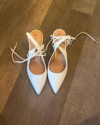 Scarpe Decolleté Bianche con Laccetti Sheen