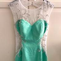 Vestito lungo verde Tiffany paillettes cerimonia