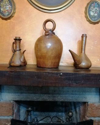 Set Vintage di Contenitori in Cuoio Artigianale