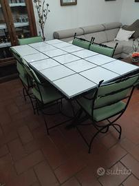 Tavolo in ferro con piano in ceramica piu 6 sedie