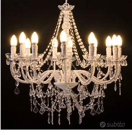 Lampadario vintage con goccie e 12 luci