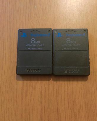Coppia Memory Card 8MB PS2 Originali Sony