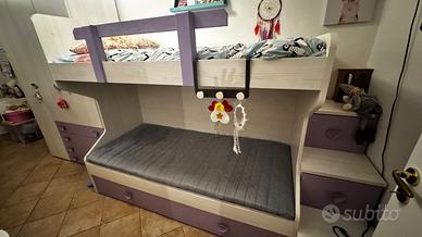 Cameretta bambina con letto a castello e armadio