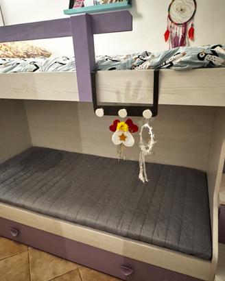 Cameretta bambina con letto a castello e armadio