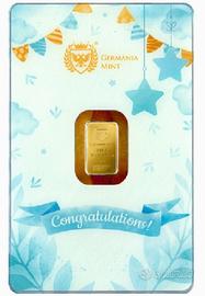 LINGOTTO ORO 1g NASCITA BAMBINO MASCHIO IN BLISTER
