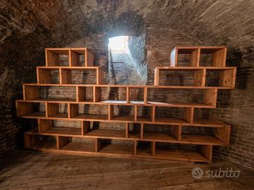 Libreria / Espositore Vino in Noce Massello 4,85 m