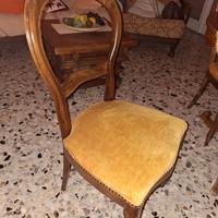 6 sedie legno e tessuto rifinite con borchie