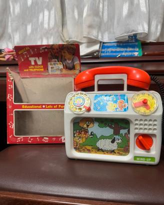 TV Musicale Vintage Orologio e Telefono Wind-Up