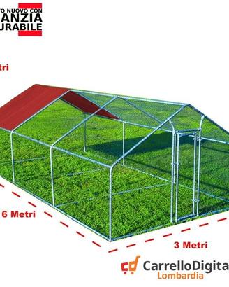 Gabbia Galline 3x6 m x h 2 m – 18 mq - rosso