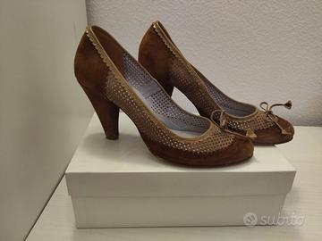 Décolleté scamosciato vera pelle