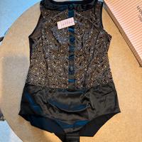 Body Camicia Maison Lejaby Tg.3 nero -marrone