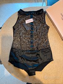 Body Camicia Maison Lejaby Tg.3 nero -marrone