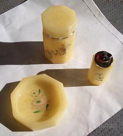 Servizio da fumo vintage in alabastro – 3 pezzi
