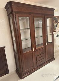 Cristalliera Vetrina Classica in Legno Intarsiato