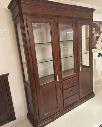 Cristalliera Vetrina Classica in Legno Intarsiato