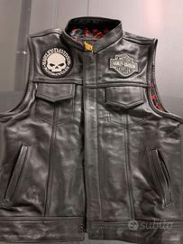 Gilet pelle biker con toppe Harley originali