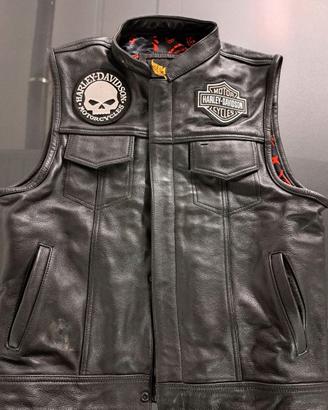 Gilet pelle biker con toppe Harley originali