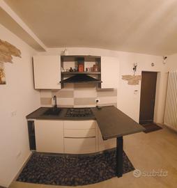 cucina con lavabo e fuochi 