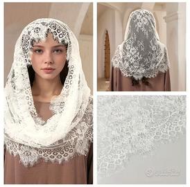 Fascia elegante pizzo/hijab, bianco.