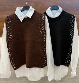 Camicia con pull-over e strass