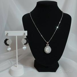 Set gioielli vintage collana orecchini opale gemme