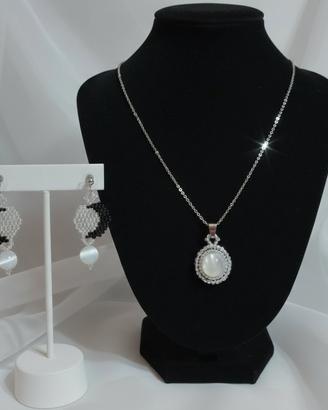 Set gioielli vintage collana orecchini opale gemme