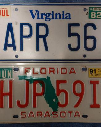 Targa Auto Virginia e Florida U.S.A.