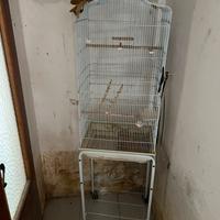 Gabbia a torre per pappagalli con carrello