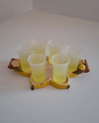 Set Limoncello 7 pz Italiano Bicchieri Satinati 